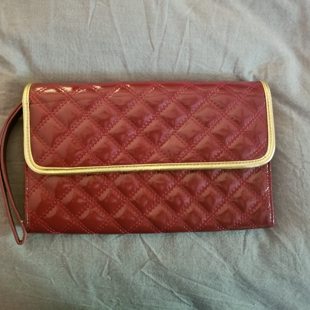 Quilted Red clutch with gold detailing
